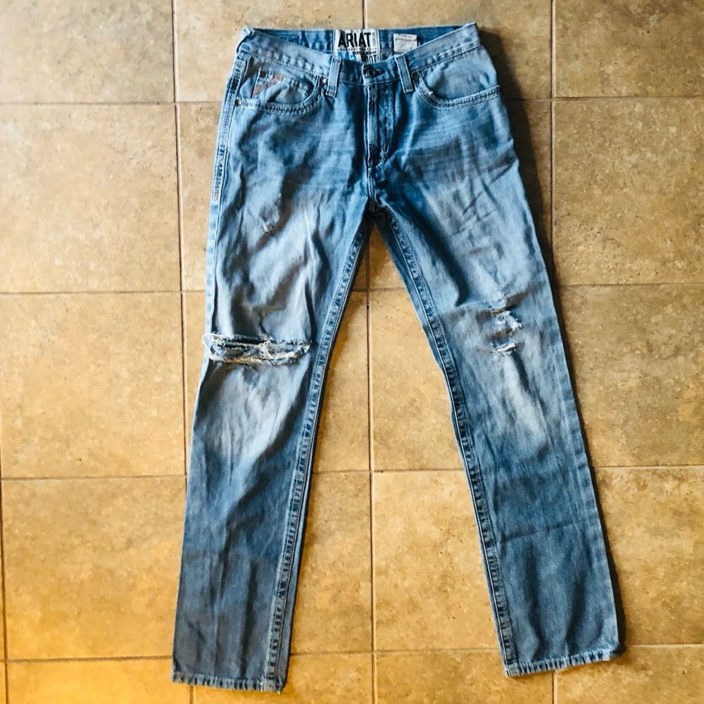 Ariat Men's Light Blue Ripped Jeans